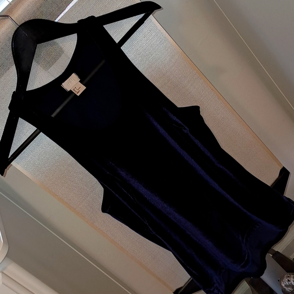 Dressy, like velvet tank, H&M, sz 4, dark navy blue, lined
